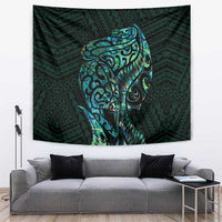 New Zealand Eel Tapestry Tuna Aotearoa Maori With Paua Shell - Turquoise LT14 Turquoise - Polynesian Pride