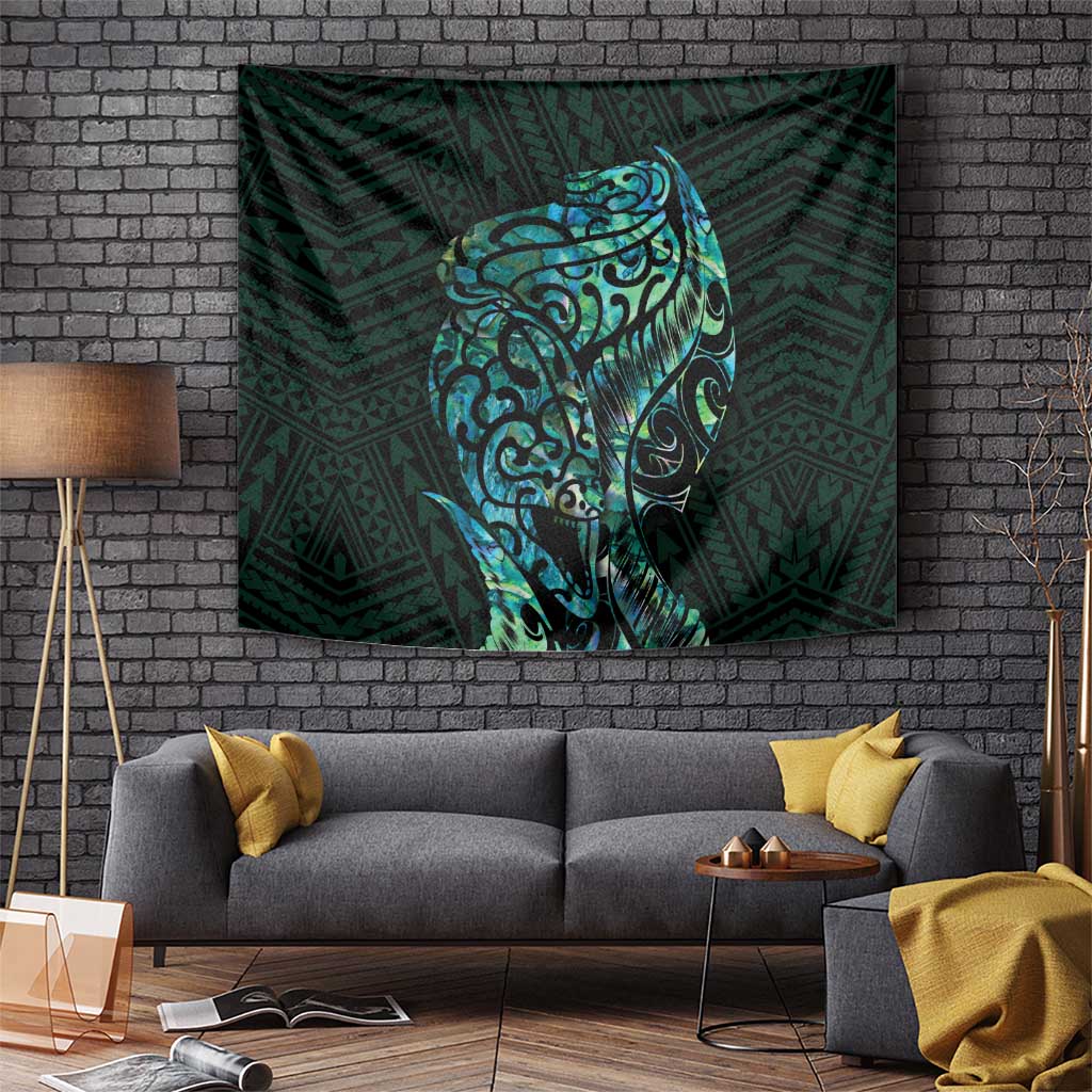 New Zealand Eel Tapestry Tuna Aotearoa Maori With Paua Shell - Turquoise LT14 - Polynesian Pride