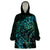 New Zealand Eel Wearable Blanket Hoodie Tuna Aotearoa Maori With Paua Shell - Turquoise