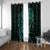 New Zealand Eel Window Curtain Tuna Aotearoa Maori With Paua Shell - Turquoise