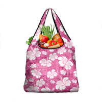 Pink Bula Fiji Masi Hibiscus Seamless Grocery Bag