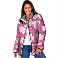Pink Bula Fiji Masi Hibiscus Seamless Padded Jacket