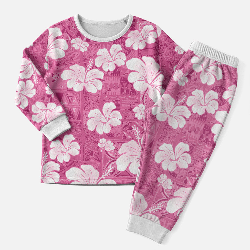 Pink Bula Fiji Masi Hibiscus Seamless Christmas Pajama Set