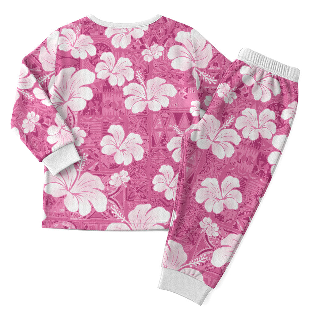 Pink Bula Fiji Masi Hibiscus Seamless Christmas Pajama Set