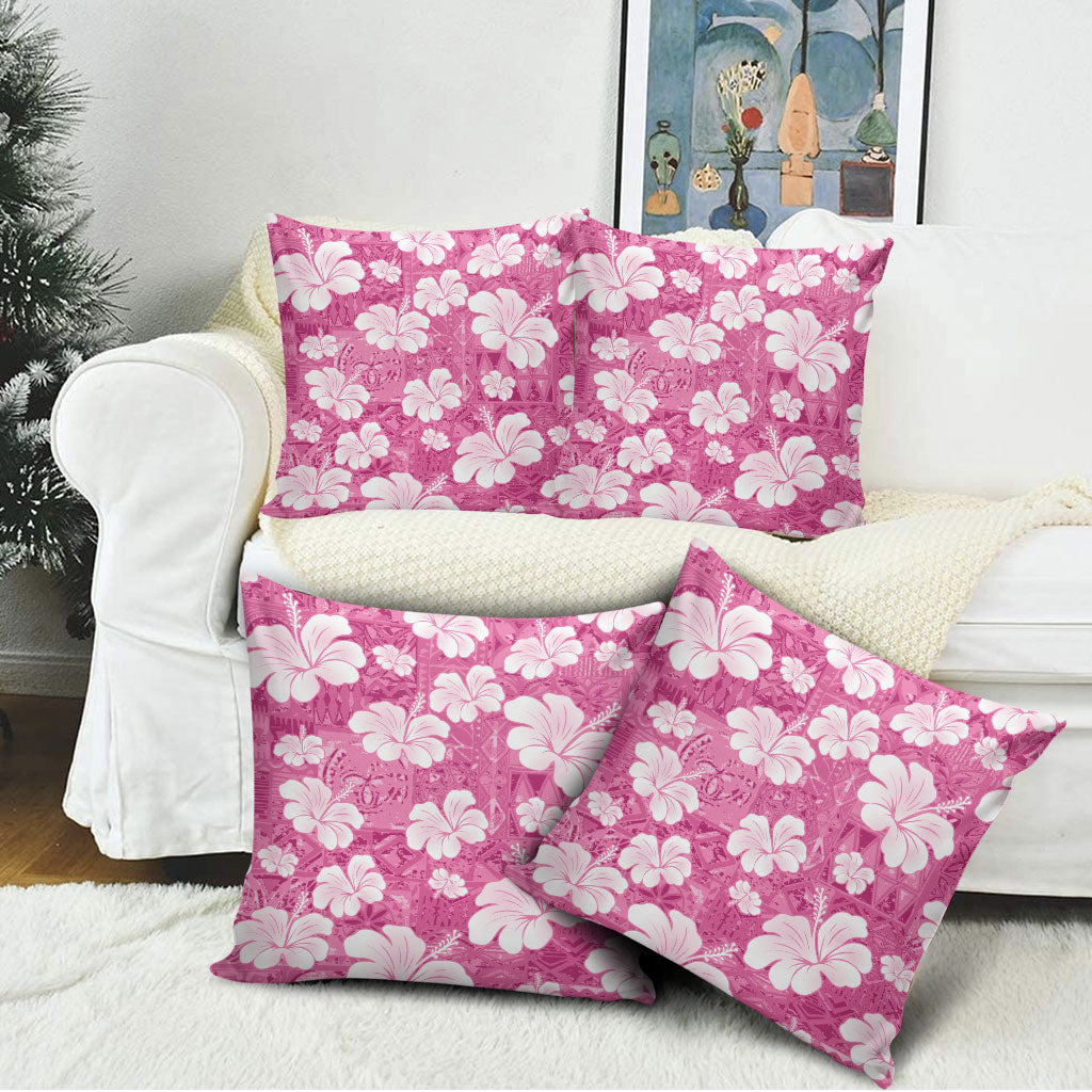 Pink Bula Fiji Masi Hibiscus Seamless Pillow Cover