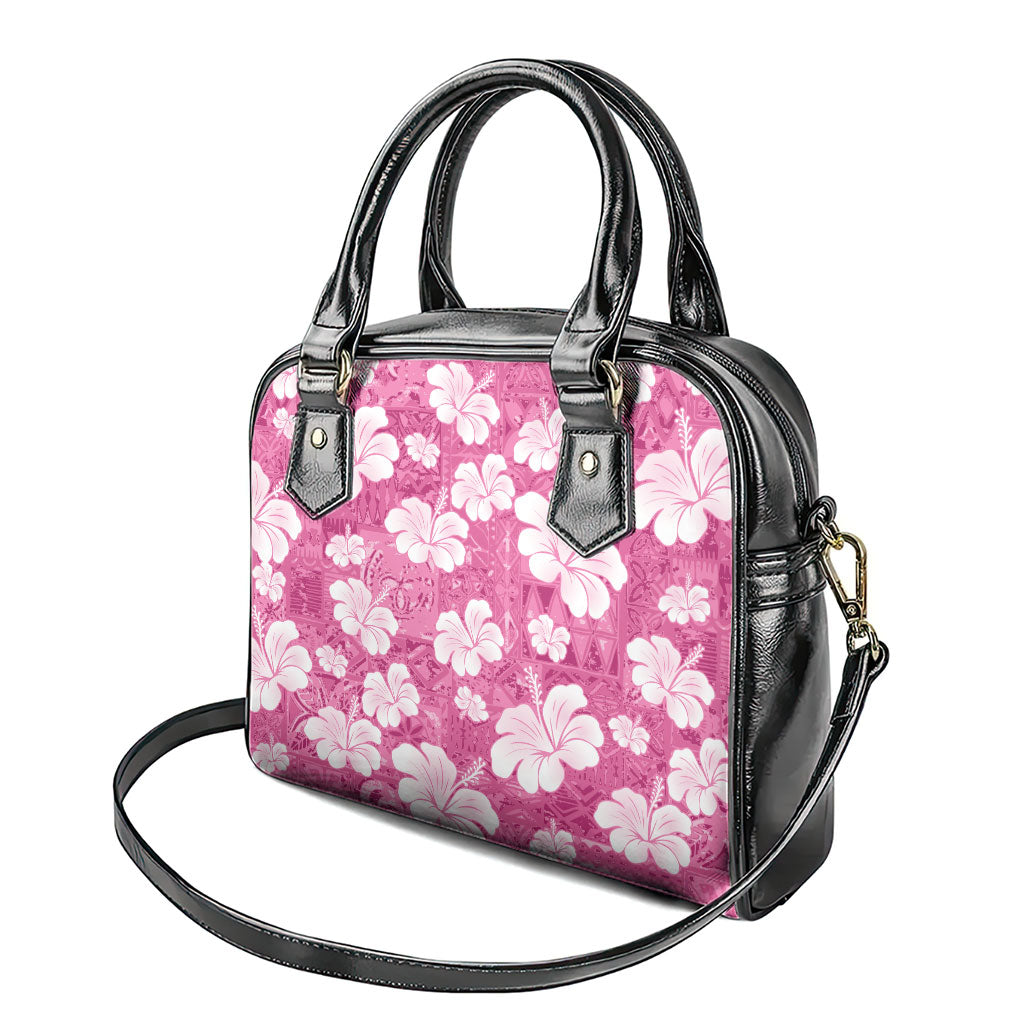 Pink Bula Fiji Masi Hibiscus Seamless Shoulder Handbag