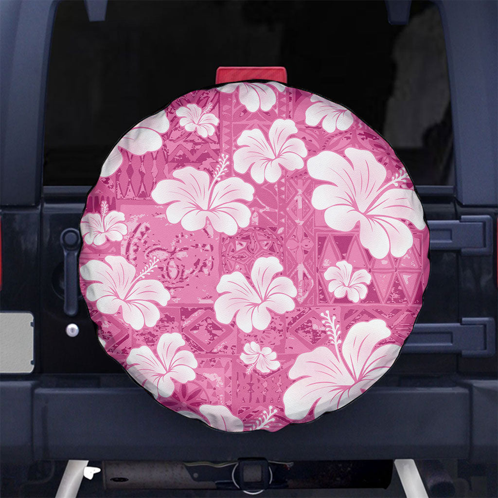 Pink Bula Fiji Masi Hibiscus Seamless Spare Tire Cover LT14 No hole Pink - Polynesian Pride