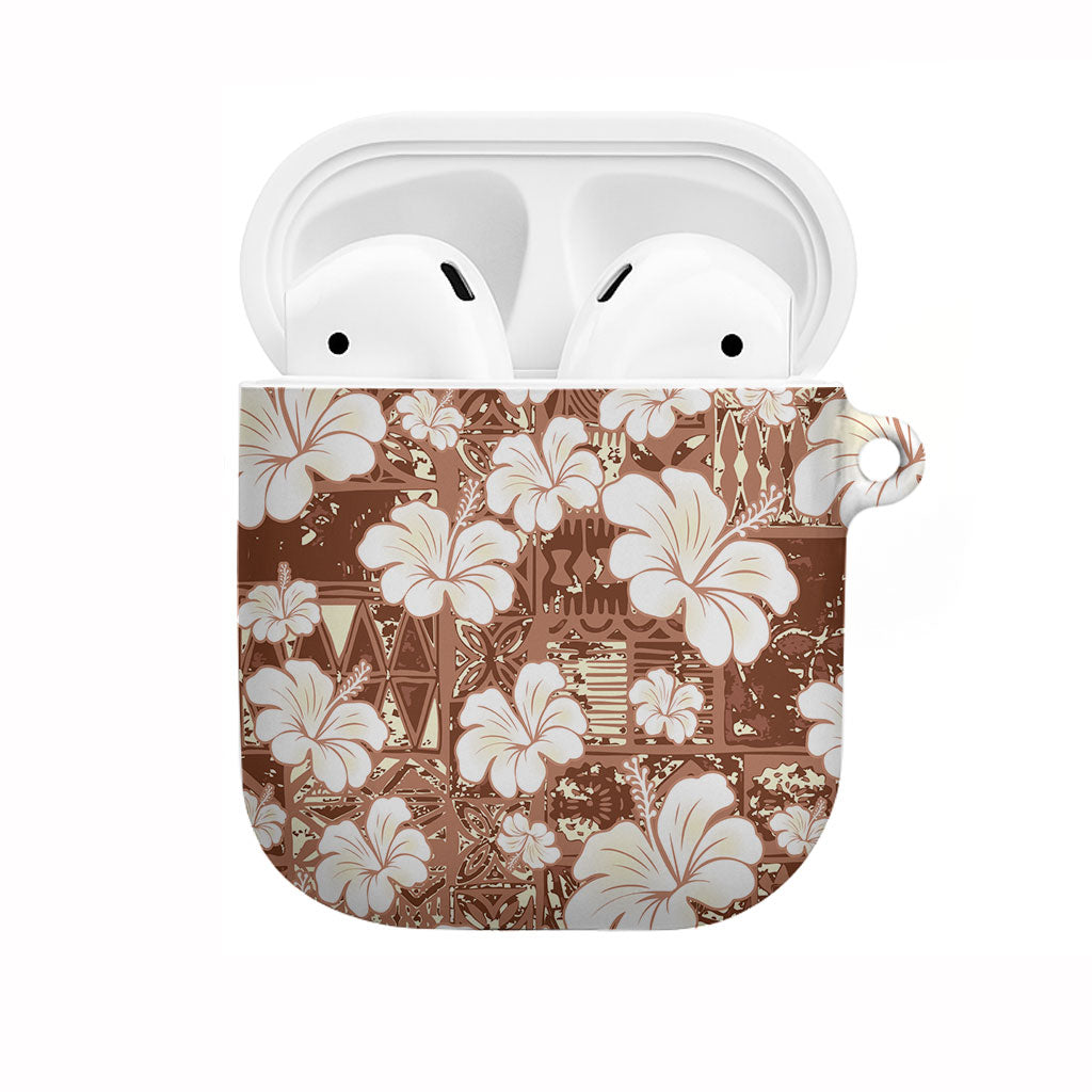 Brown Bula Fiji Masi Hibiscus Seamless AirPods Case LT14 Brown - Polynesian Pride