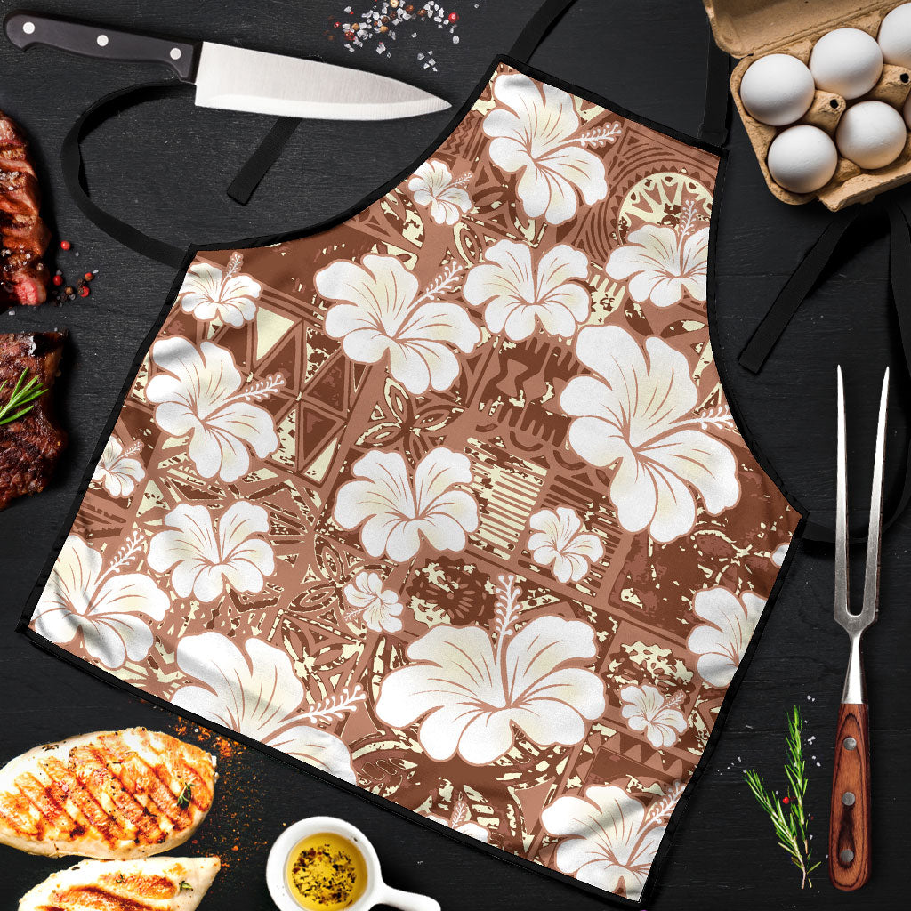 Brown Bula Fiji Masi Hibiscus Seamless Apron