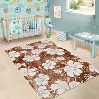 Brown Bula Fiji Masi Hibiscus Seamless Area Rug