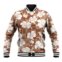 Brown Bula Fiji Masi Hibiscus Seamless Baseball Jacket LT14 Unisex Brown - Polynesian Pride