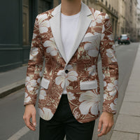 Brown Bula Fiji Masi Hibiscus Seamless Blazer