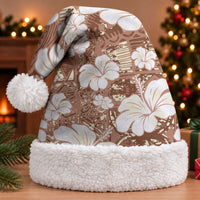 Brown Bula Fiji Masi Hibiscus Seamless Christmas Santa Hat LT14