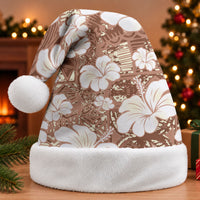 Brown Bula Fiji Masi Hibiscus Seamless Christmas Santa Hat LT14
