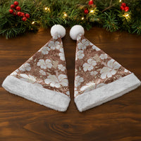 Brown Bula Fiji Masi Hibiscus Seamless Christmas Santa Hat LT14