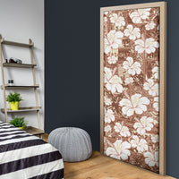 Brown Bula Fiji Masi Hibiscus Seamless Door Cover