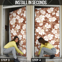 Brown Bula Fiji Masi Hibiscus Seamless Door Cover