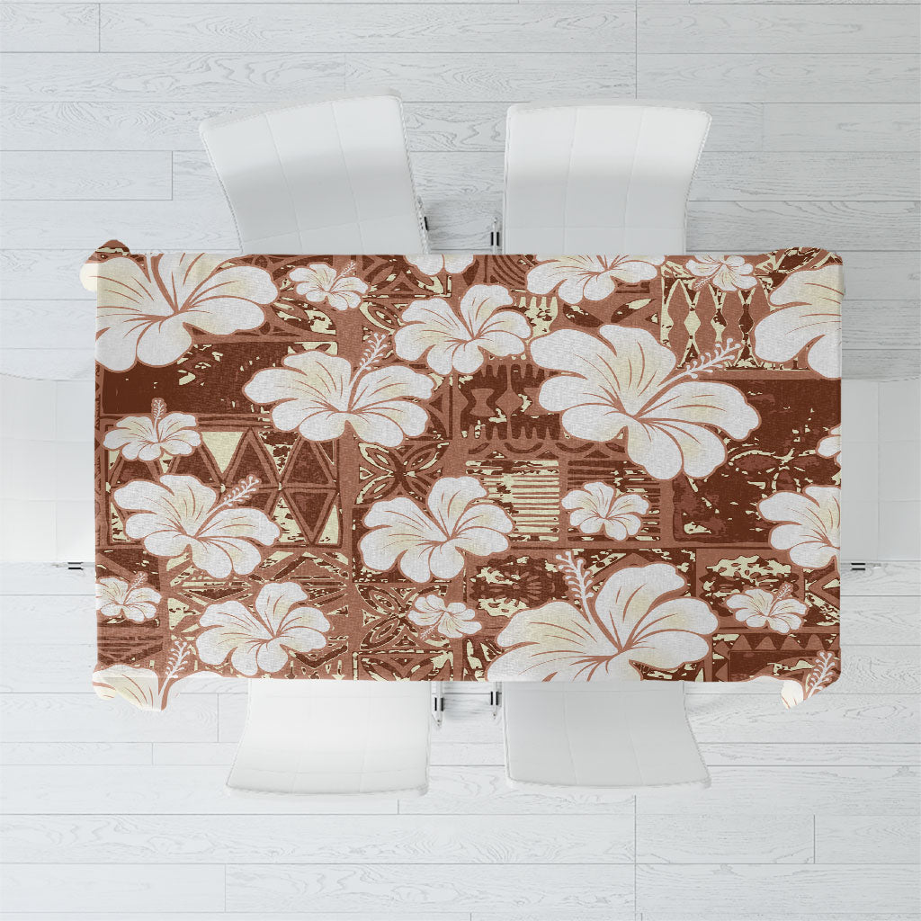 Brown Bula Fiji Masi Hibiscus Seamless Tablecloth LT14 Brown - Polynesian Pride