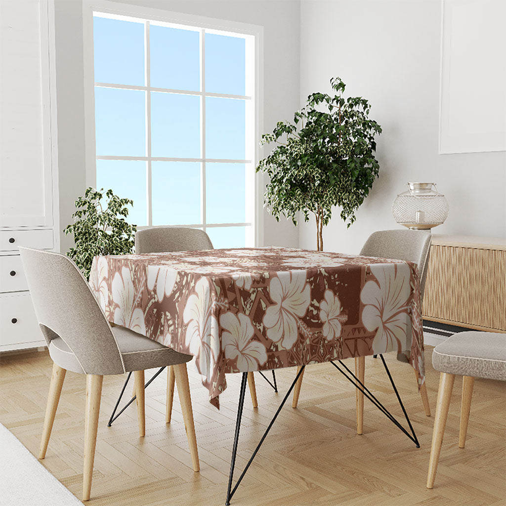 Brown Bula Fiji Masi Hibiscus Seamless Tablecloth LT14 - Polynesian Pride