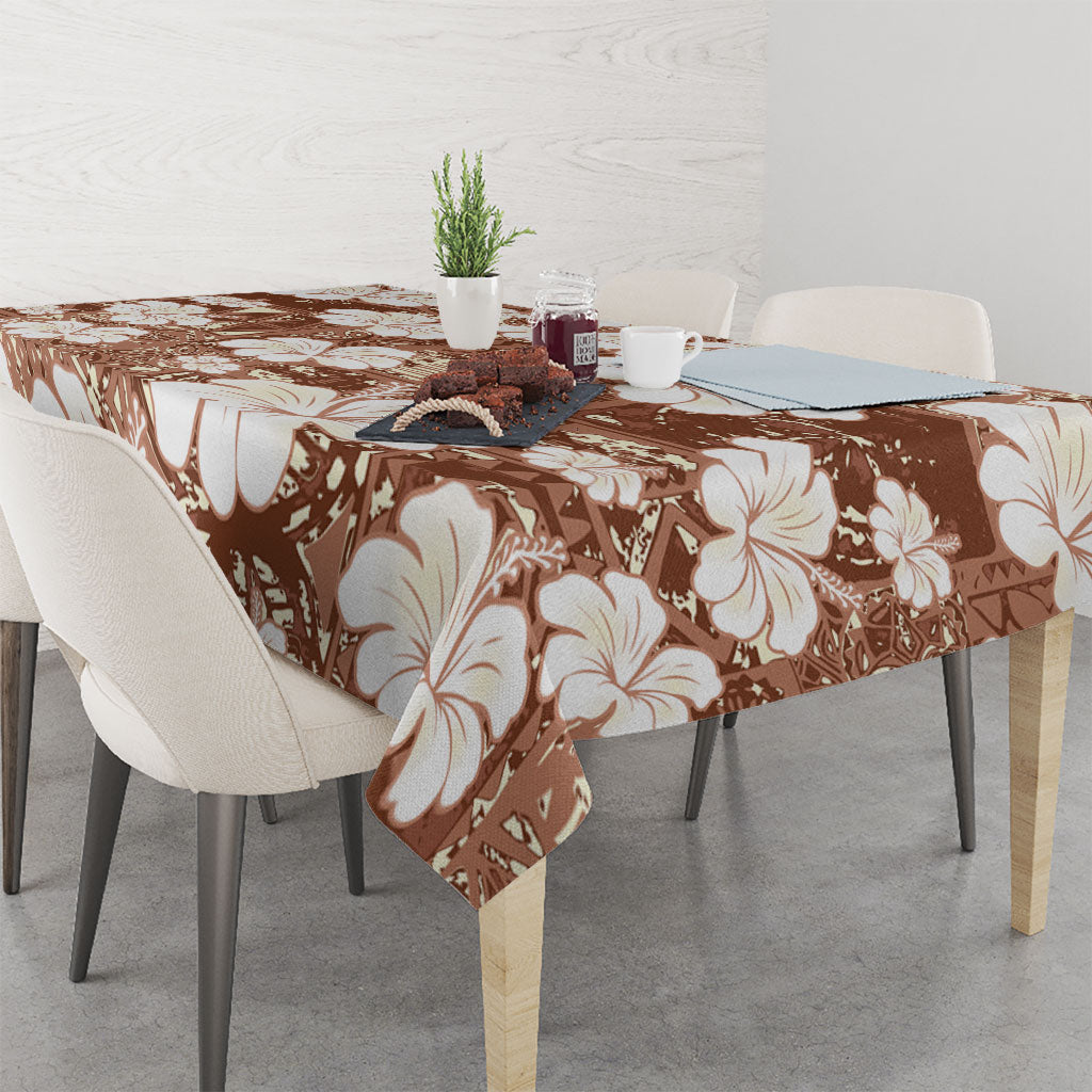 Brown Bula Fiji Masi Hibiscus Seamless Tablecloth LT14 - Polynesian Pride