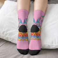 Rainbow Ngaru Taniko With Aotearoa Maori Tattoo Crew Socks LT14 - Polynesian Pride