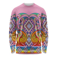 Rainbow Ngaru Taniko With Aotearoa Maori Tattoo Long Sleeve Shirt