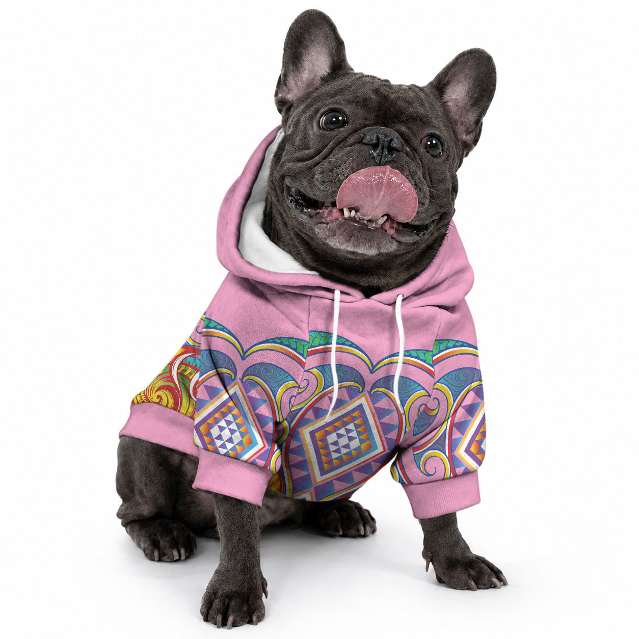 Rainbow Ngaru Taniko With Aotearoa Maori Tattoo Pet Hoodie