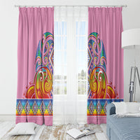Rainbow Ngaru Taniko With Aotearoa Maori Tattoo Window Curtain