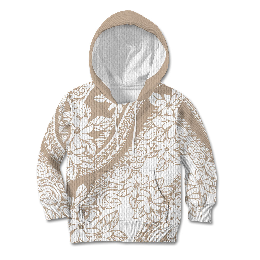 Polynesia Kid Hoodie Polynesian Tropical Flowers Beige Pastel Vibes LT14 Hoodie Beige - Polynesian Pride