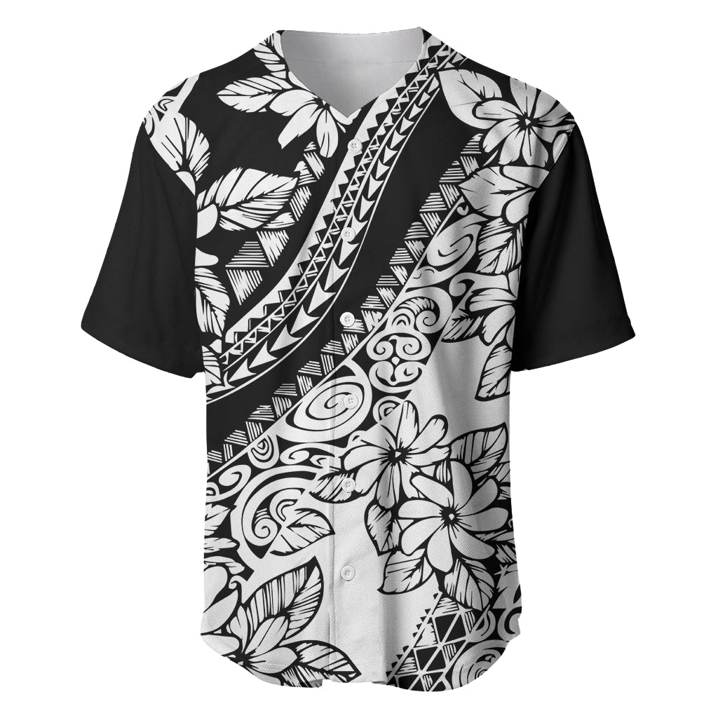 Polynesia Baseball Jersey Polynesian Tropical Flowers Black Pastel Vibes LT14 Black - Polynesian Pride