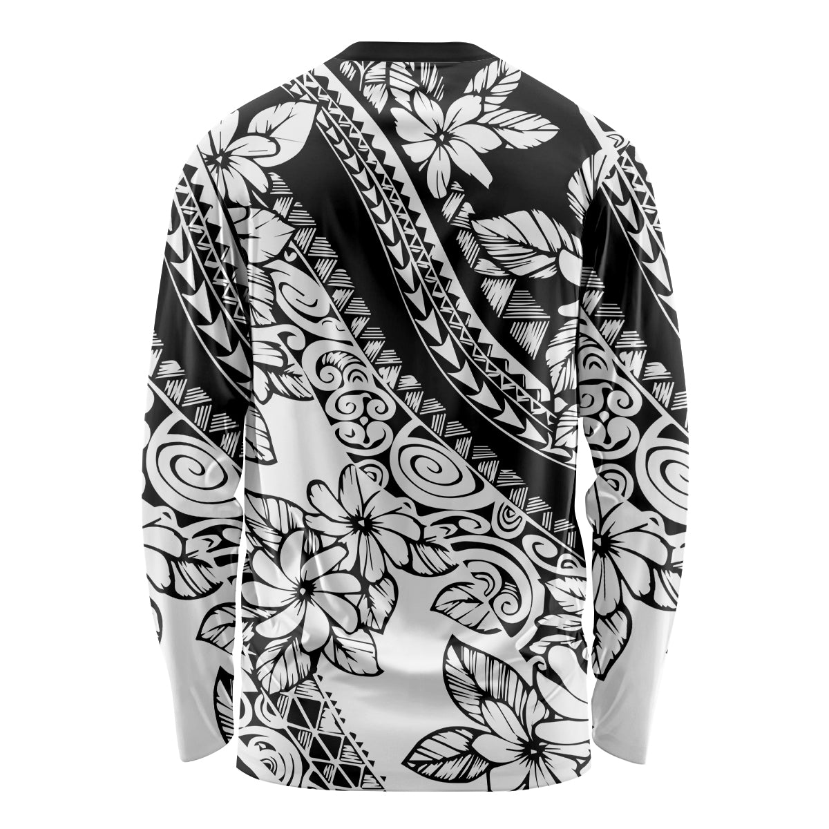 Polynesia Long Sleeve Shirt Polynesian Tropical Flowers Black Pastel Vibes LT14 - Polynesian Pride