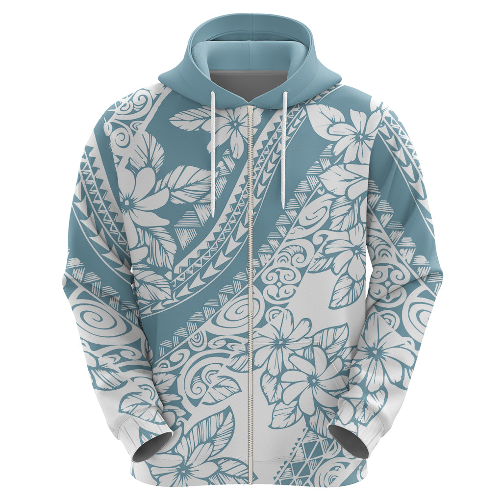 Polynesia Hoodie Polynesian Tropical Flowers Blue Pastel Vibes LT14 - Polynesian Pride
