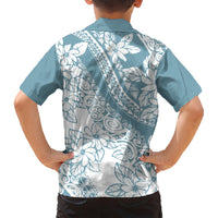 Polynesia Kid Hawaiian Shirt Polynesian Tropical Flowers Blue Pastel Vibes LT14 - Polynesian Pride