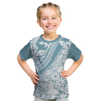 Polynesia Kid T Shirt Polynesian Tropical Flowers Blue Pastel Vibes LT14 Blue - Polynesian Pride