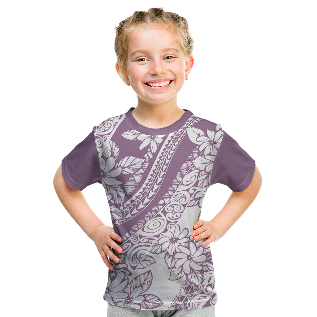 Polynesia Kid T Shirt Polynesian Tropical Flowers Purple Pastel Vibes LT14 Purple - Polynesian Pride