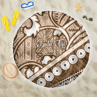 Beige Bula Fiji Beach Blanket Fijian Language Week Tapa Cloth - Pastel LT14 One Size 150cm Beige - Polynesian Pride