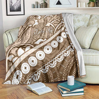 Beige Bula Fiji Blanket Fijian Language Week Tapa Cloth - Pastel LT14 Beige - Polynesian Pride