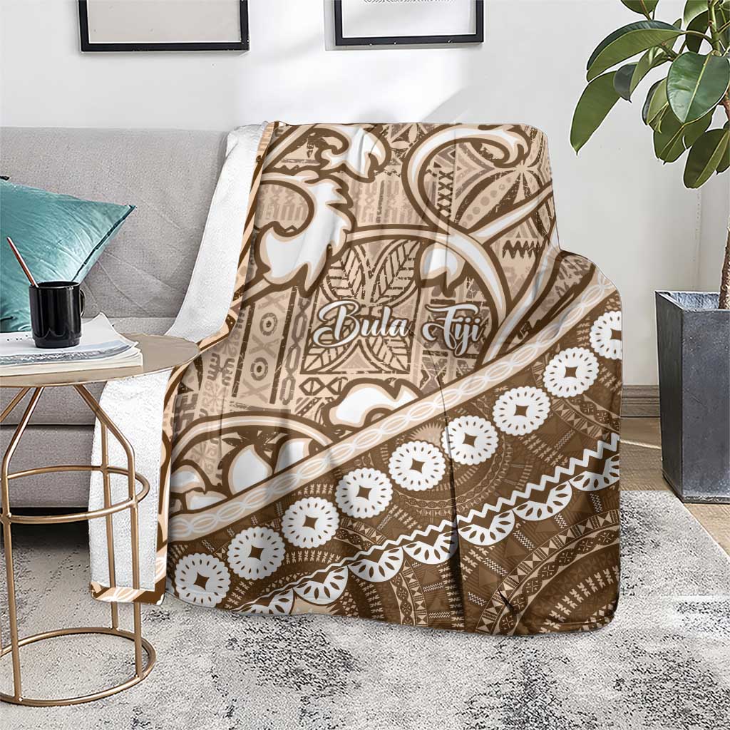 Beige Bula Fiji Blanket Fijian Language Week Tapa Cloth - Pastel LT14 - Polynesian Pride