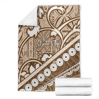 Beige Bula Fiji Blanket Fijian Language Week Tapa Cloth - Pastel LT14 - Polynesian Pride