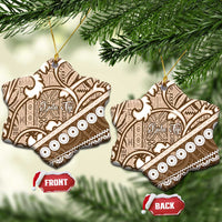 Beige Bula Fiji Ceramic Ornament Fijian Language Week Tapa Cloth - Pastel LT14 Snow Flake Beige - Polynesian Pride