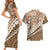 Beige Bula Fiji Couples Matching Short Sleeve Bodycon Dress and Hawaiian Shirt Fijian Language Week Tapa Cloth - Pastel