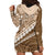 Beige Bula Fiji Hoodie Dress Fijian Language Week Tapa Cloth - Pastel