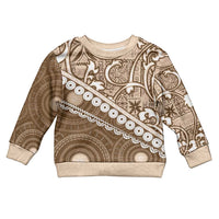 Beige Bula Fiji Kid Ugly Christmas Sweater Fijian Language Week Tapa Cloth - Pastel LT14 Kid Beige - Polynesian Pride