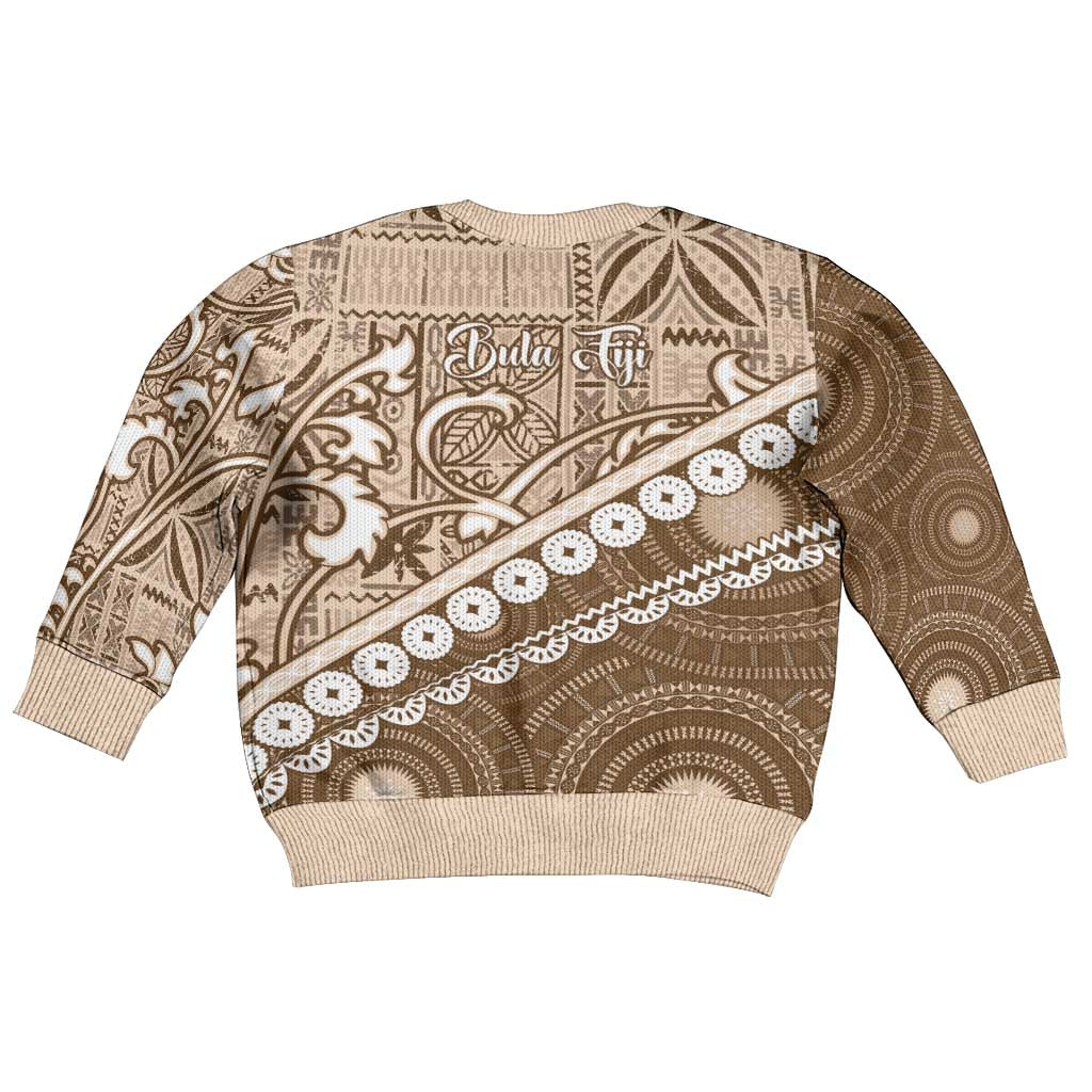 Beige Bula Fiji Kid Ugly Christmas Sweater Fijian Language Week Tapa Cloth - Pastel LT14 - Polynesian Pride