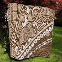 Beige Bula Fiji Quilt Fijian Language Week Tapa Cloth - Pastel LT14 - Polynesian Pride