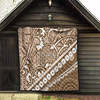 Beige Bula Fiji Quilt Fijian Language Week Tapa Cloth - Pastel LT14 - Polynesian Pride