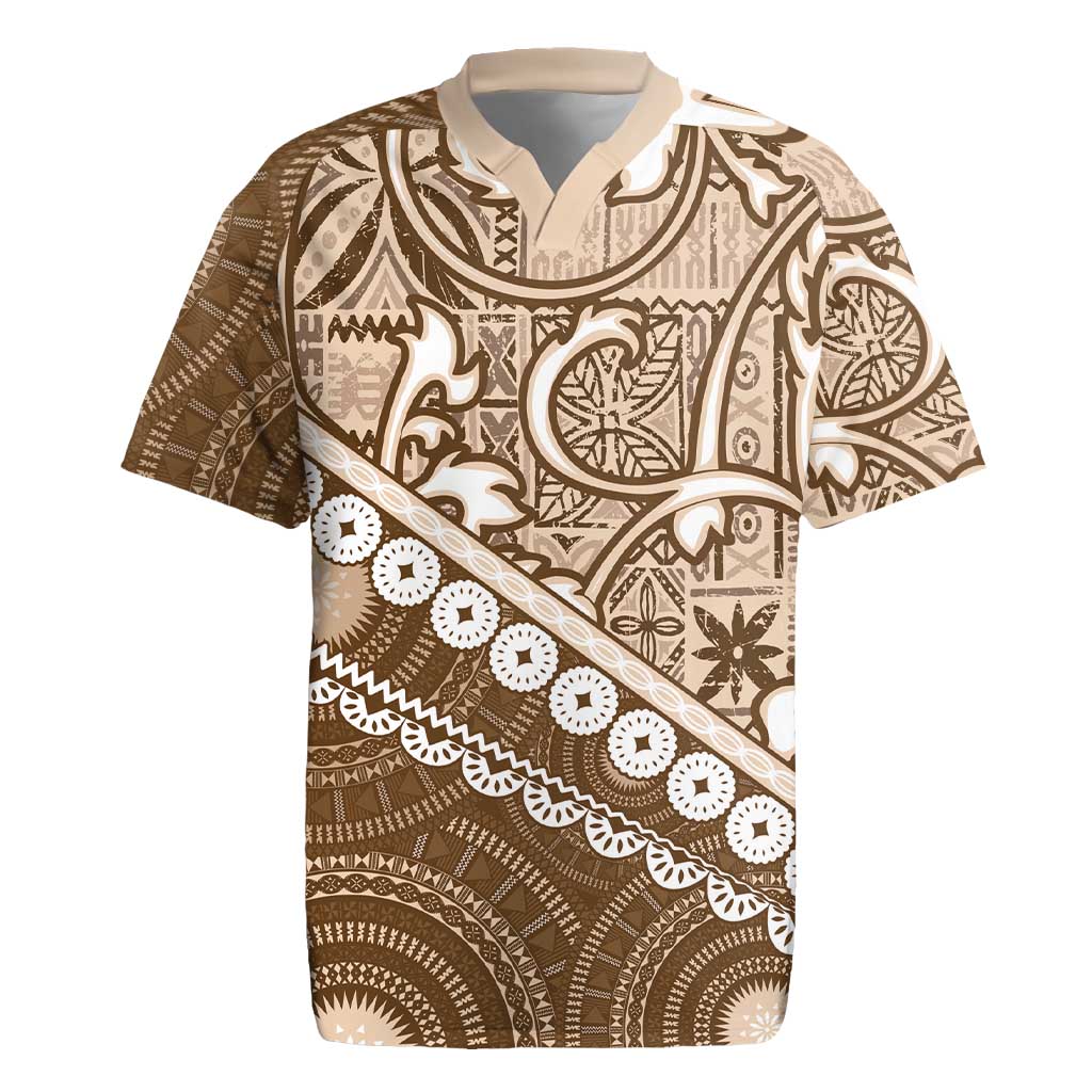 Beige Bula Fiji Rugby Jersey Fijian Language Week Tapa Cloth - Pastel