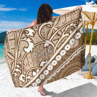 Beige Bula Fiji Sarong Fijian Language Week Tapa Cloth - Pastel LT14 One Size 44 x 66 inches Beige - Polynesian Pride