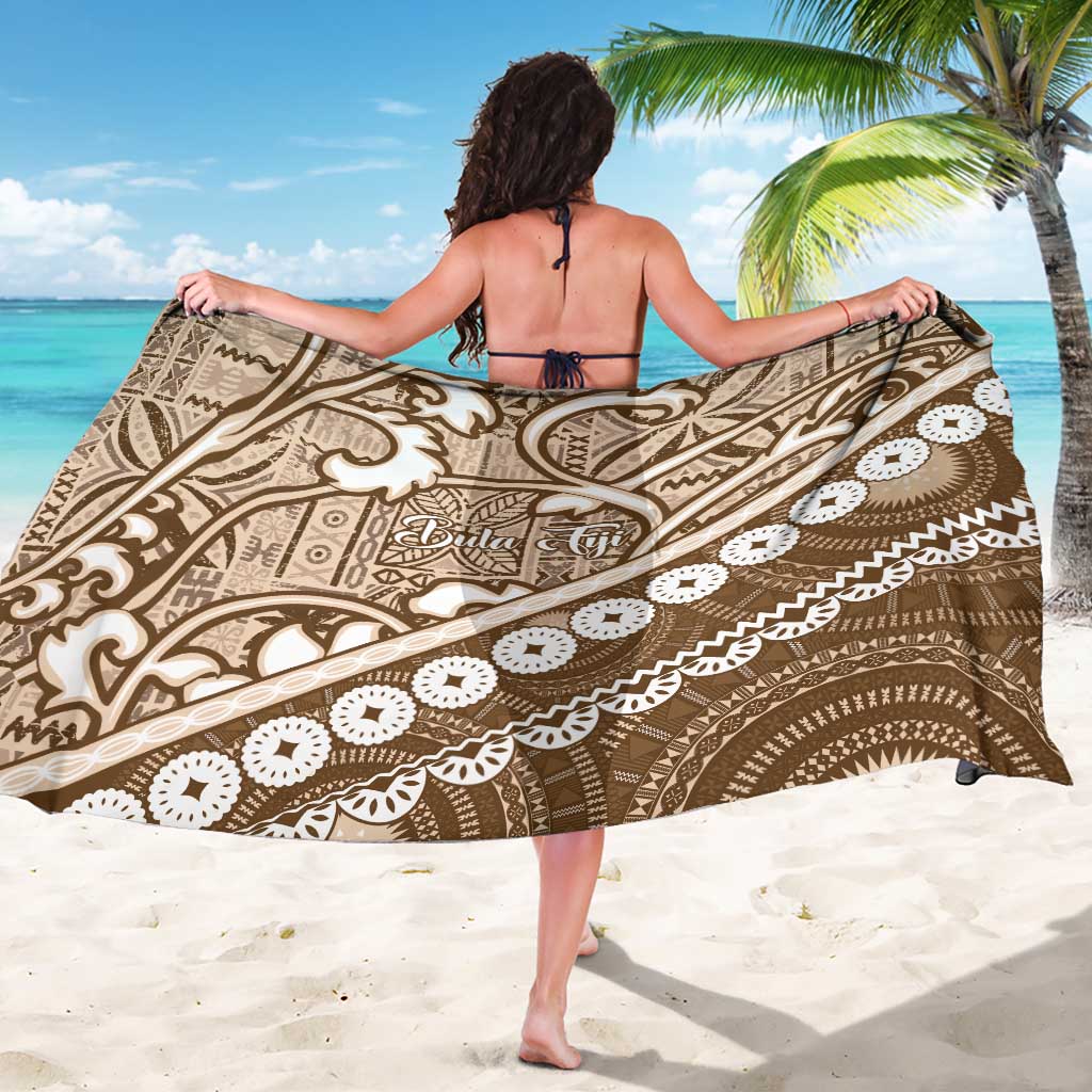 Beige Bula Fiji Sarong Fijian Language Week Tapa Cloth - Pastel LT14 - Polynesian Pride