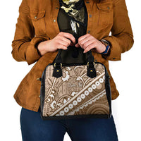 Beige Bula Fiji Shoulder Handbag Fijian Language Week Tapa Cloth - Pastel LT14 - Polynesian Pride